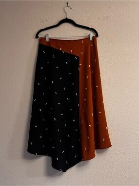 Alfani Black and Rust Two-Tone Midi Skirt